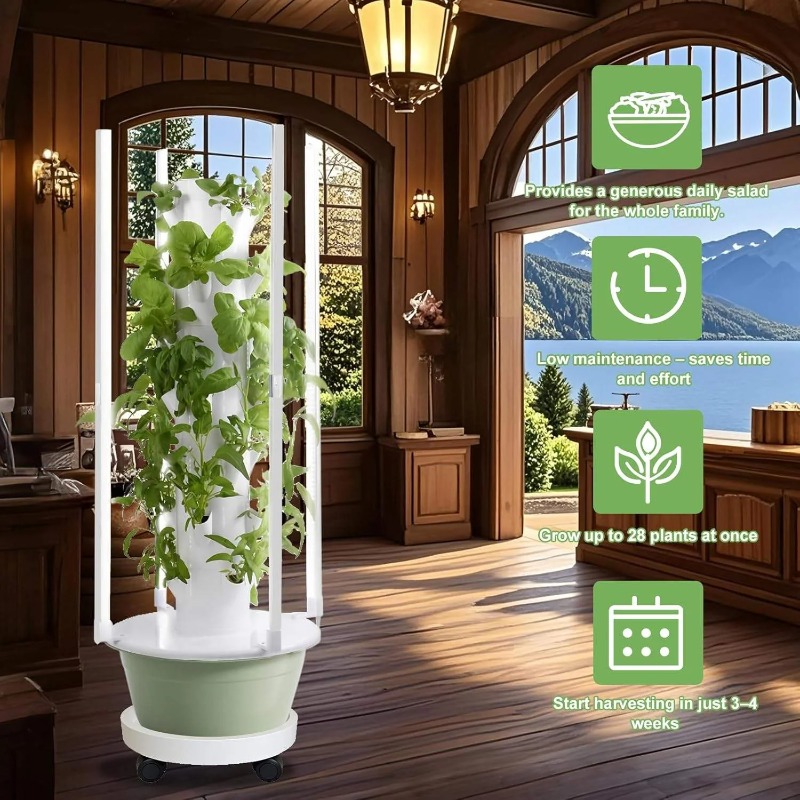Hydroponic Tower Planter - Sistema de Cultivo Hidropônico com 4