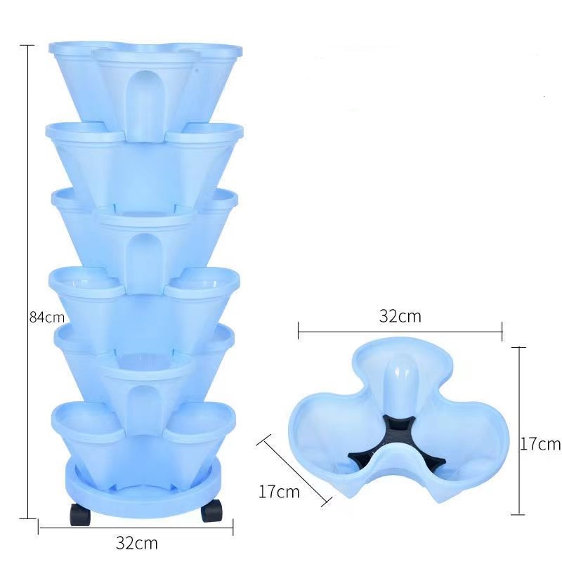Hydroponic Tower Planter - Vaso Hidropônico Vertical Empilhável de Plástico